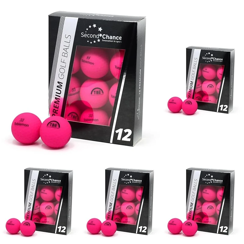 Second Chance Recycled Lake Golf Balls, 60 Pack, Mixed Golf Balls, Ideal for Practice and Play, Golf Ball Assortment, Pink