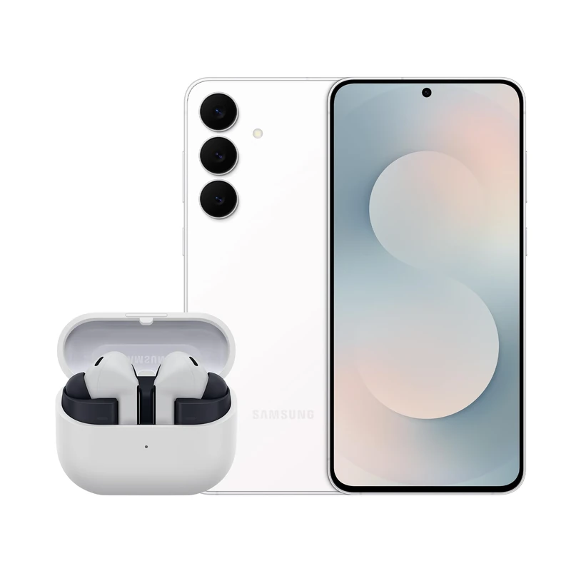 Samsung Galaxy S25 FE + Buds3 FE, AI Smartphone, Slim 7.4mm Frame, 6.7" FHD Display, 50MP Camera, Exynos 2400, 128GB Storage, 8GB Memory, 4900 mAh Battery, White, 3 Year Extended Warranty (UK Version)