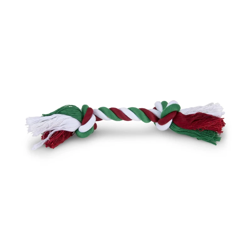 Petface Tri-Coloured Rope Knot Christmas Dog Toy (Pack of 1)