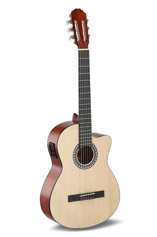 GEWA E-Acoustic Classical Guitar Basic - Classic Electro - 4/4 - Body Limewood - Pickup 4-Band EQ with Tuner - Cutaway - Natural Colour