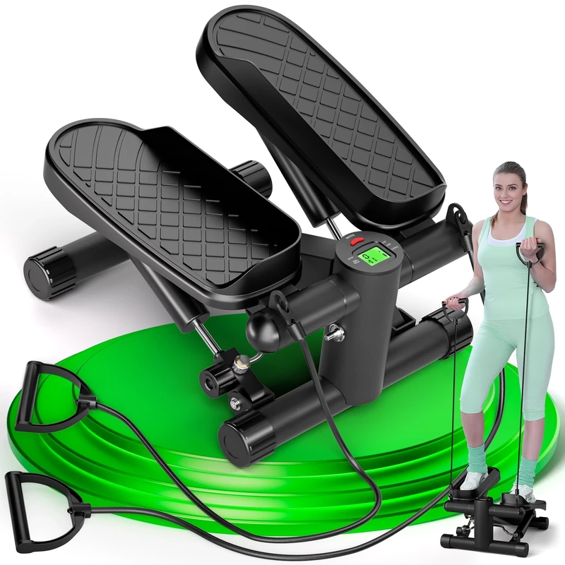 Ultrasport 2-in1 Premium Mini Stepper with Resistance Bands, Fitness Steppers for Exercise Workout with Non-Slip Pedals and LCD Monitor, Exercise Stepper for Home Full Body Cardio Training