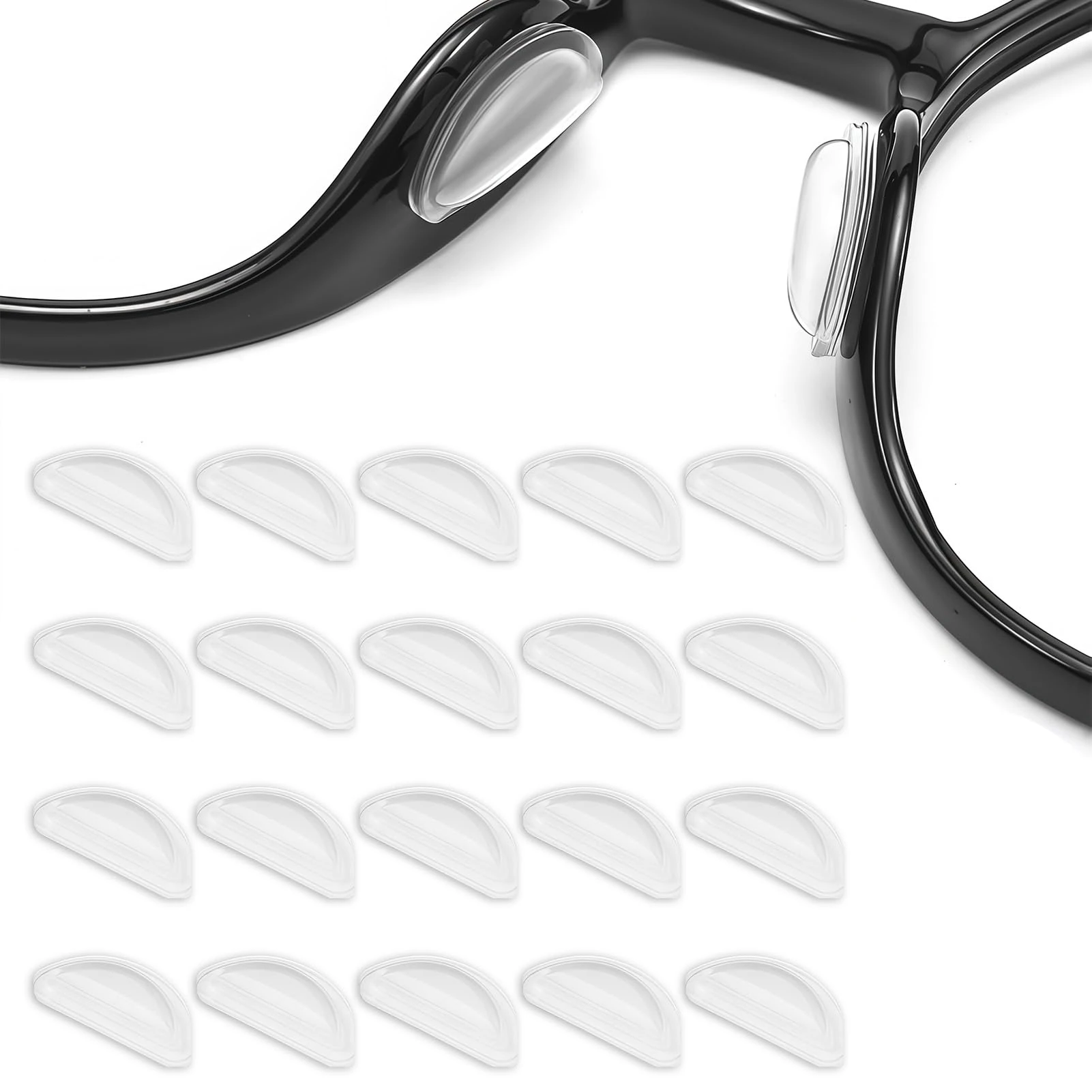 Aihoom Silicone Nose Pads for Glasses, 10 Pairs Glasses Nose Pads, Adhesive Anti-Slip Nose Pads for Glasses, Eyeglasses, Sunglasses (Clear)