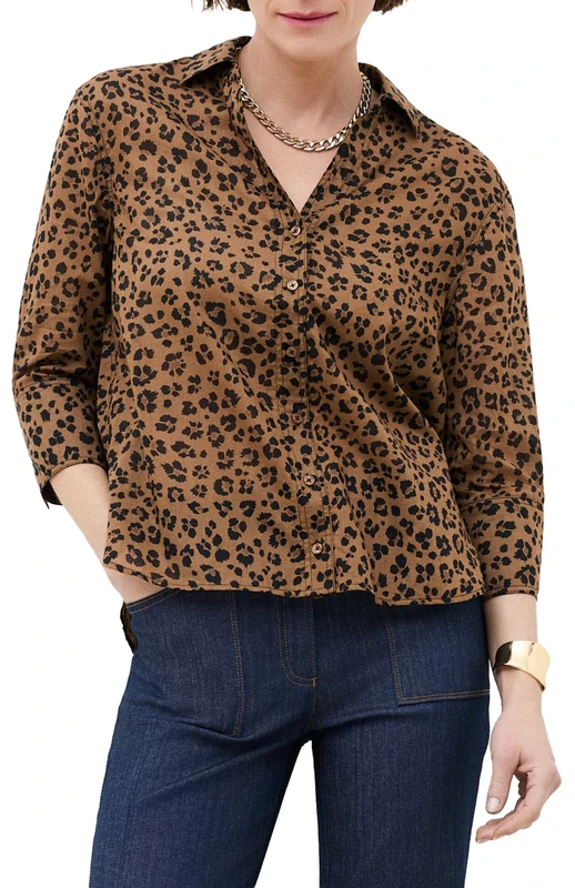 Caroll Women's 261c-coraline Blouse, Crlimp/Pe26/Leopard/Brown, 8