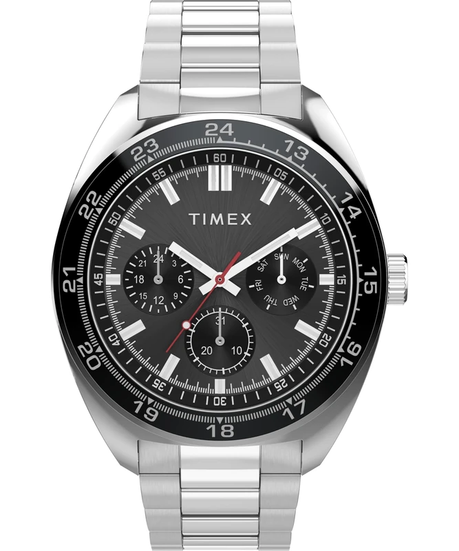 Timex Men's Trend 45 mm Watch - Silver-Tone Stainless Steel Bracelet with Black Dial and Silver-Tone Case TW2Y22600