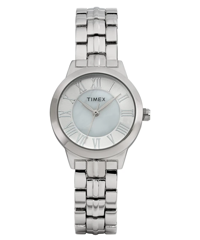 Timex Women's Main Street 30 mm Watch - Silver-Tone Alloy Bracelet with Silver-Tone Dial and Case TW2Y38400