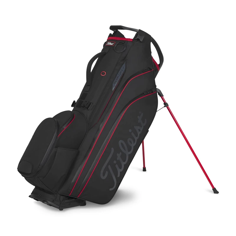 Titleist Hybrid 14 StaDry Golf Bag, Black/Black/Red