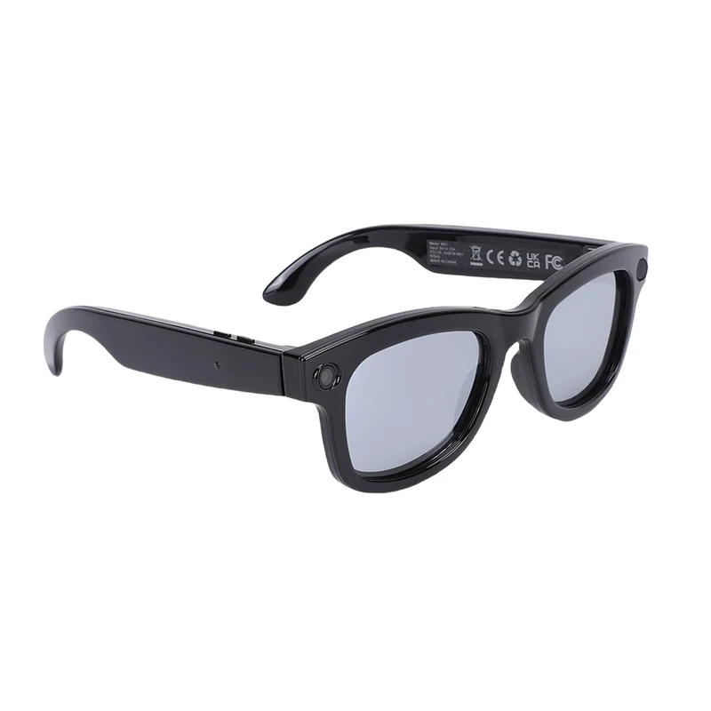 Bewinner AI Translation Glasses with Camera, Bluetooth 5.3 WiFi Smart Glasses for Real Time Translator Music Calls Travel Business Noise Cancelling Mic (Silver)