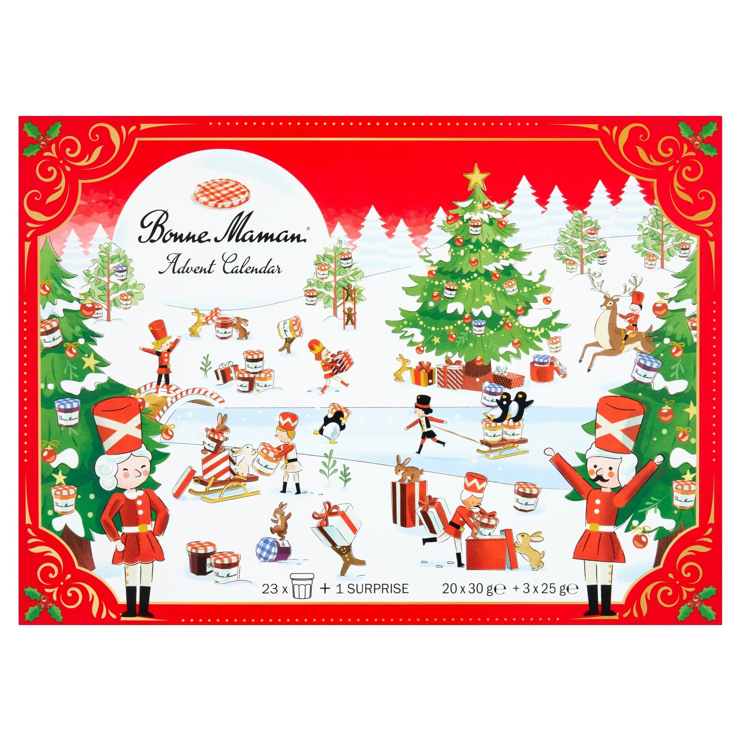 Bonne Maman Limited Edition Spreads Advent Calendar, Exclusive Flavours for This Festive Season (x23 Mini Jars, & x1 Gift)