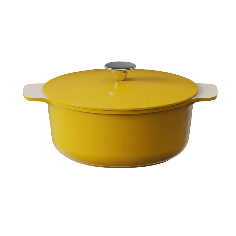 Cooksmart Signature 24cm Casserole Pot with Lid – Cast Aluminium | Non-Stick | PFOA & PFAS Free | Free Felt Pan Protector | Induction, Gas, & Electric Hob Compatible (Marigold)