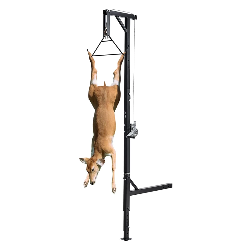 VEVOR Truck Hitch Game Hoist, 400 lbs Load Capacity, Hunting Deer Hoist with 2-inch Receiver, 360-Degree Swivel Shaft & Adjustable Height, Includes Gambrel Winch for Skinning & Cleaning Game - Image 1