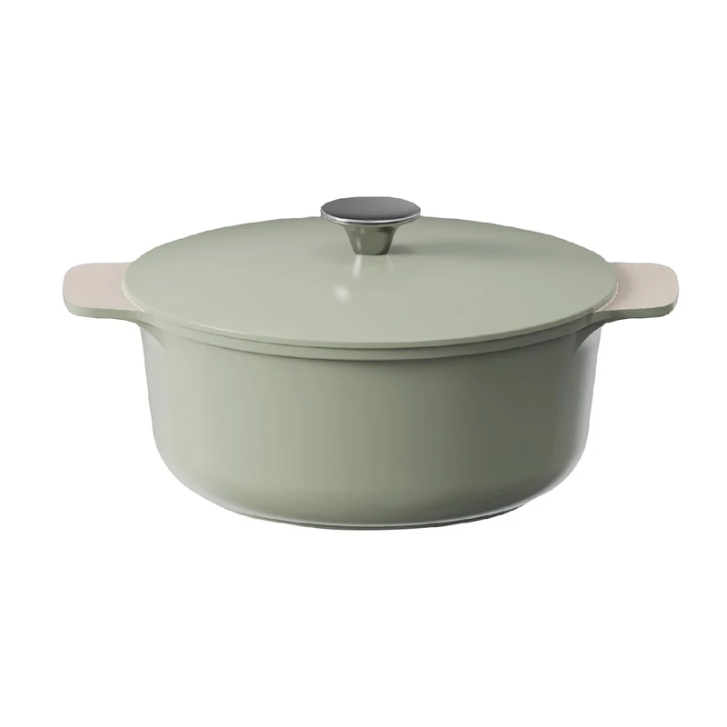 Cooksmart Signature 24cm Casserole Pot with Lid – Cast Aluminium | Non-Stick | PFOA & PFAS Free | Free Felt Pan Protector | Induction, Gas, & Electric Hob Compatible (Sage Green)