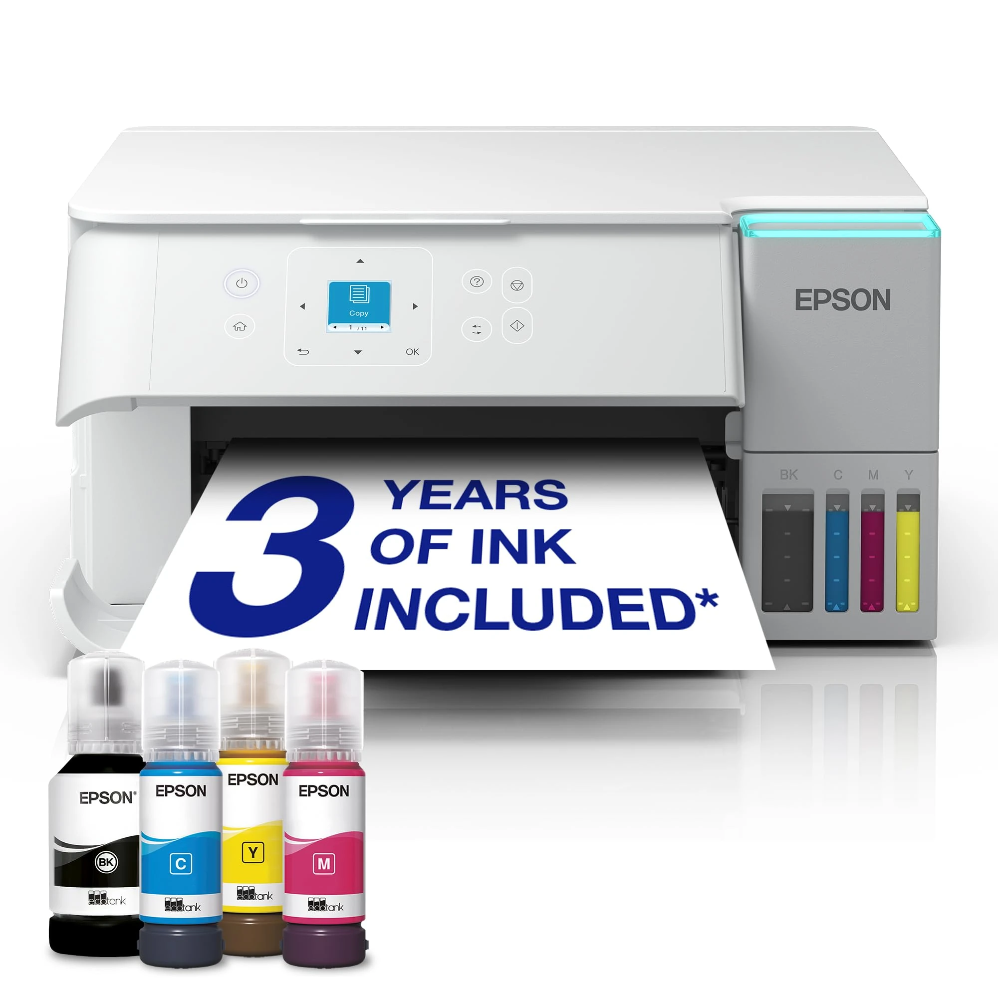 Epson Ecotank ET-2956 Home Printer with Air Print, Dual Band WiFi and 3 Years of Ink, White