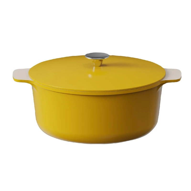 Cooksmart Signature 28cm Casserole Pot with Lid – Cast Aluminium | Non-Stick | PFOA & PFAS Free | Durable Material For Daily Use | Induction, Gas, & Electric Hob Compatible (Marigold)