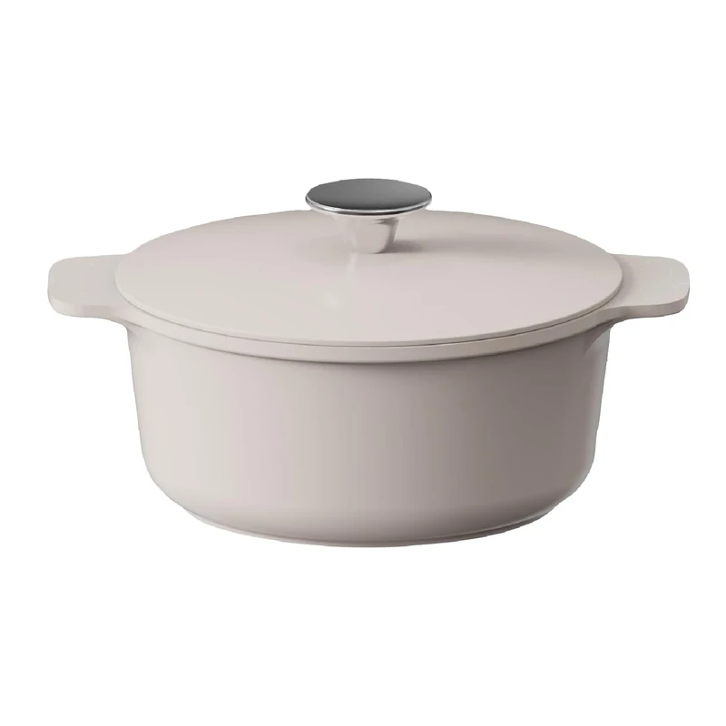 Cooksmart Signature 28cm Casserole Pot with Lid – Cast Aluminium | Non-Stick | PFOA & PFAS Free | Durable Material For Daily Use | Induction, Gas, & Electric Hob Compatible (Ivory)