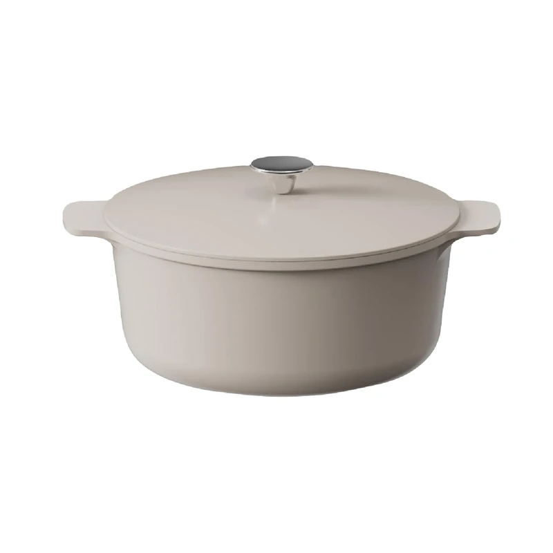 Cooksmart Signature 24cm Casserole Pot with Lid – Cast Aluminium | Non-Stick | PFOA & PFAS Free | Durable Material For Daily Use | Induction, Gas, & Electric Hob Compatible (Ivory)
