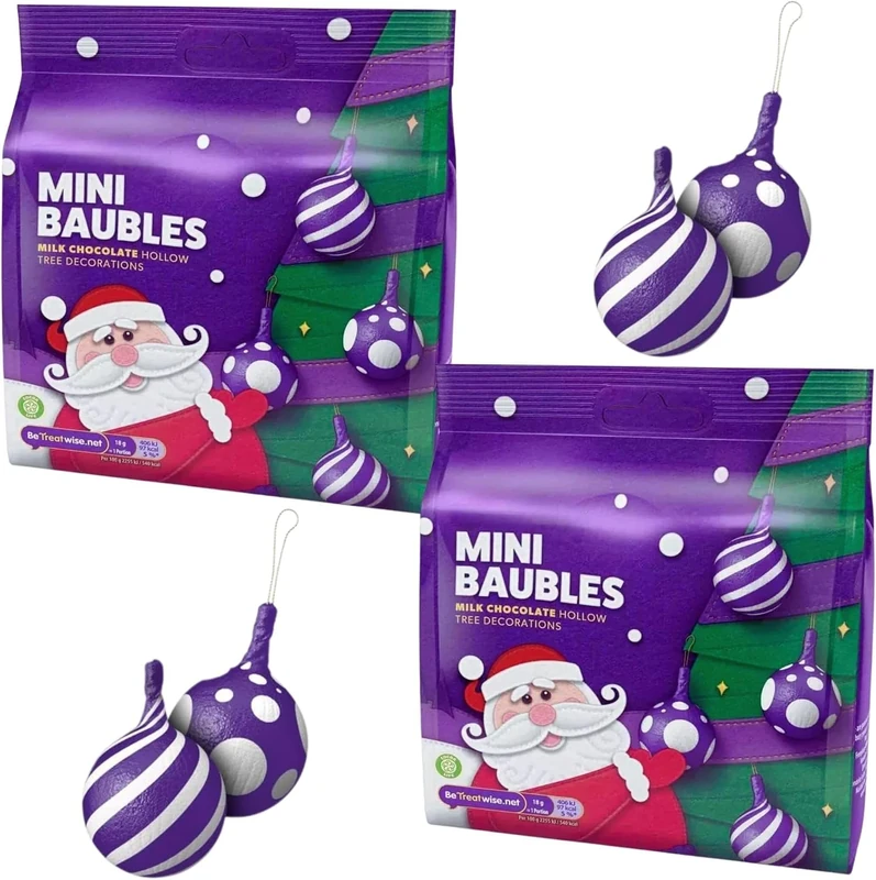Milk Chocolate Bundle With Dairy Milk Christmas Tree Baubles Decorations 72g (2 Pack)
