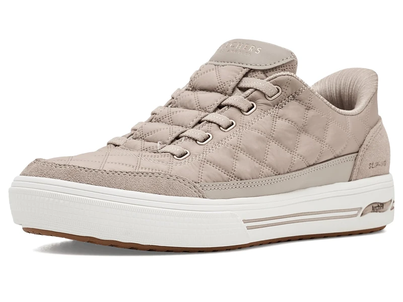 Skechers Women's Arch Fit Arcade Cuddle Steps Slip-in Trainers, Taupe Nylon Duraleather Suede, 5 UK - Image 1