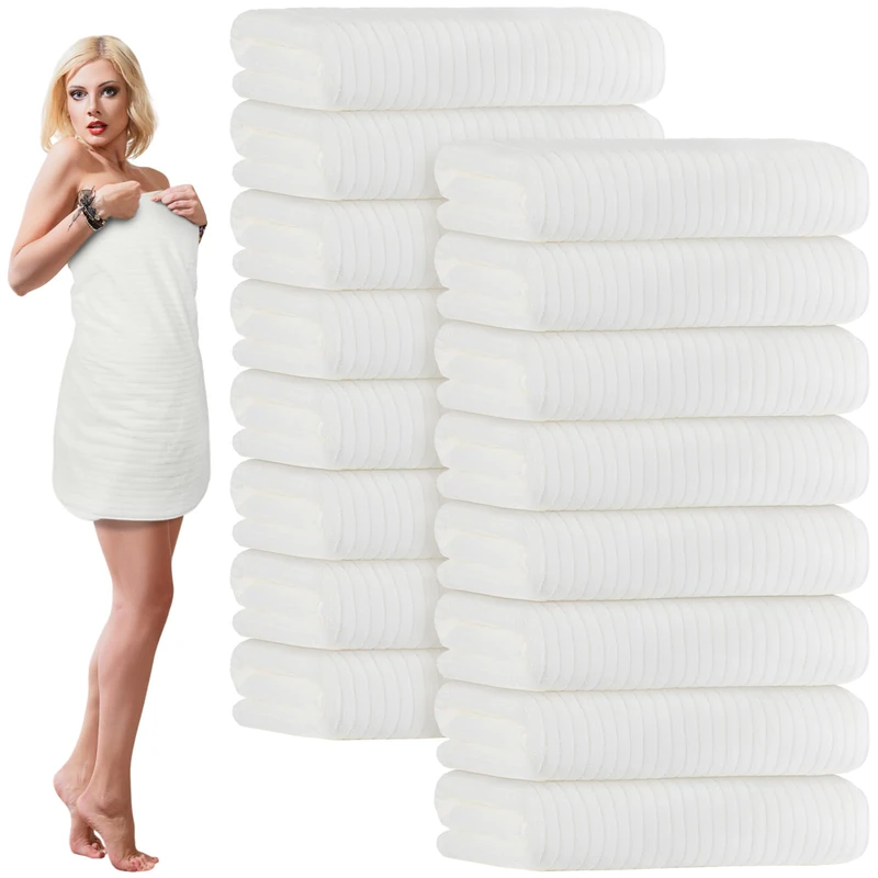 SmoothNovelty Pack Microfiber Bath Towels Bulk 27'' x 60'' Oversized Size Bath Towel Highly Absorbent Extra Large Soft Drying for Shower Beach Winter Salon Sport Gym Party(Stripe,White,16)