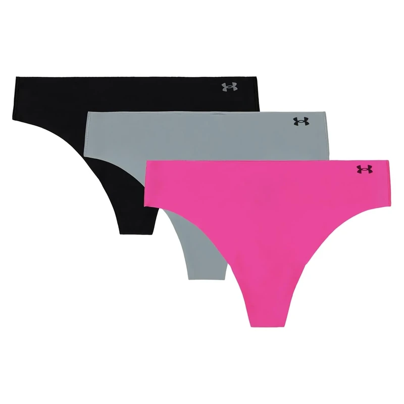 Under Armour Womens Thong Solid 3 Pack Rebel Pink 8