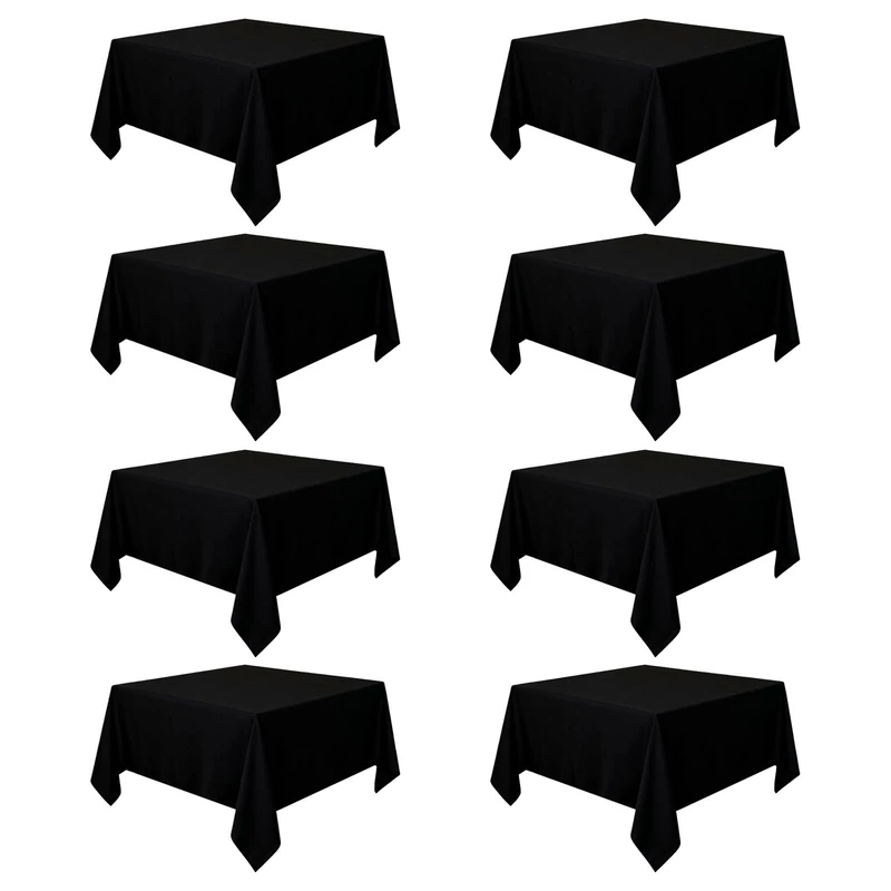 Heneger 8 Pack Black Tablecloth 70 x 70 Inch Square