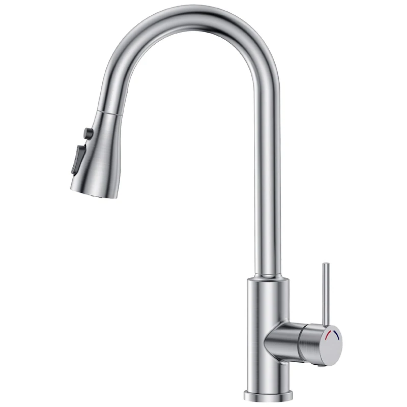 Kitchen Sink Taps Mixer with Pull Out Spray, SREWOHS PRO Pull Down Spray Head Bar Taps Faucet Monobloc Single Lever Bar Tap 1 Hole with High Arc 360° Swivel 3 Modes Spray Head