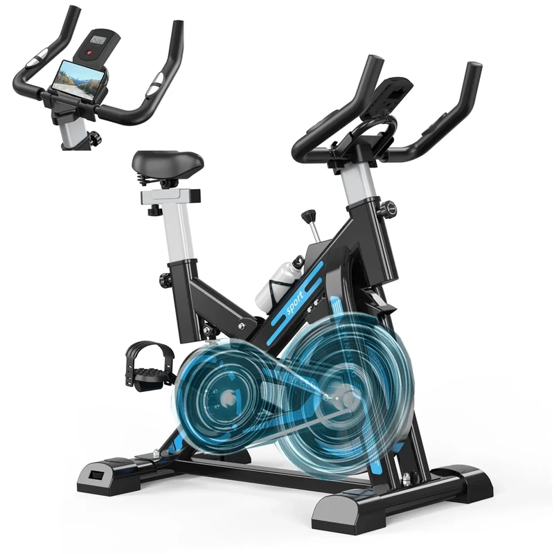 BSTSEL Exercise Bike Spin Bike, LCD Display, Quiet Indoor Cycling, Adjustable Resistance, Comfort Seat, Heavy-Duty Flywheel for Fitness Cardio Home Gym Training Equipment (Black&Blue)