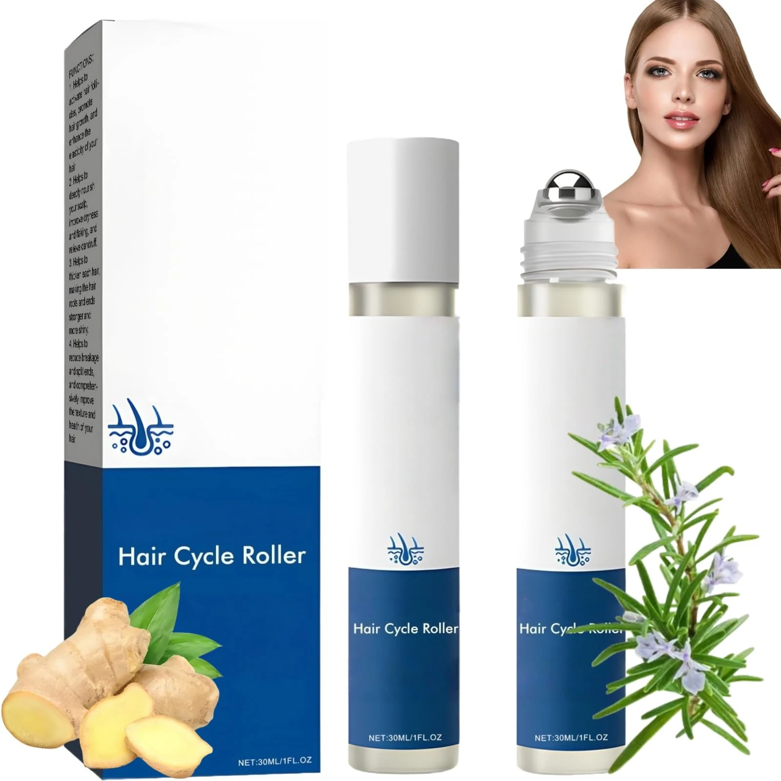 2Pcs Rosemary Oil Roller,Hair Growth Serum Roll On,Rosemary Oil for Hair Growth,Rosemary Esse/ntial Oil,Sc/alp Serum,Hair Loss Se/rum,Ha/ir Fall Treatment,Strengthening Soothing Ha/ir Esse/nce