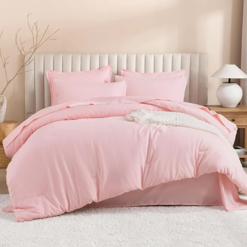 Litanika Pink Twin XL Comforter with Sheets - 5 Pieces Bed in a Bag