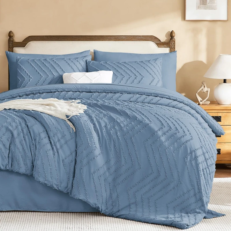 Litanika Grey Blue Twin/Twin XL Comforter Set - 5 Pieces Boho Bed in a Bag