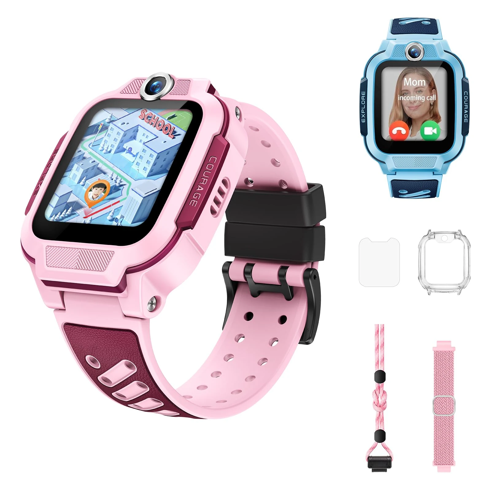 imoo Z3 Kids Smartwatch, 4G Video/Voice Call & Real-time GPS Tracker, 1.5″ HD Screen IP68 20m Waterproof, 8GB Large Storage Parent Control and Safety Protection(Pink)