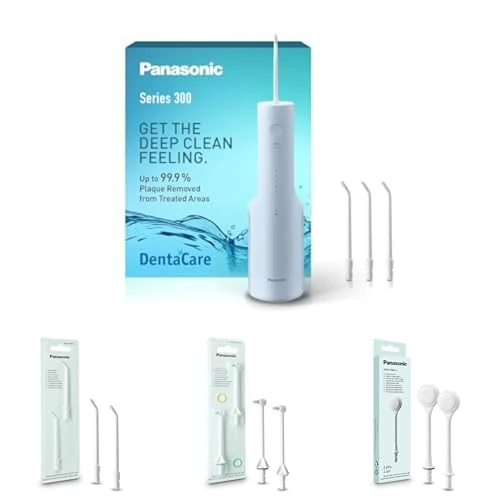 Panasonic Series 300 Water Flosser for Teeth + Standard + Orthodontic + Tongue Care, 2 Pack of Each