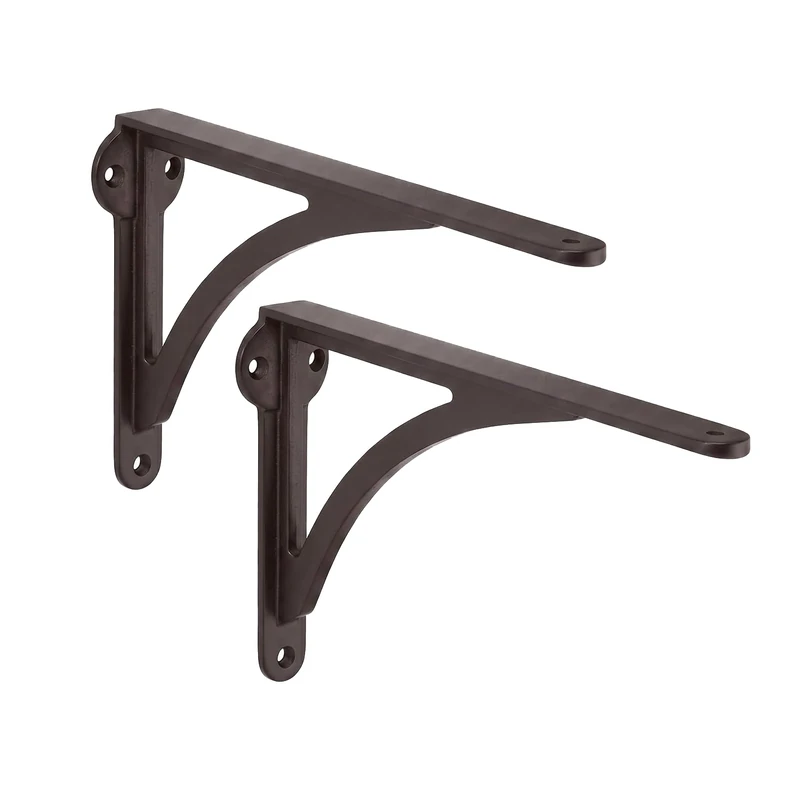 Khtumeware 100% Solid Brass Decorative Shelf Brackets, 8-inch Wall-Mounted Shelving Brackets, 2-Pack Oil Rubbed Bronze Vintage Metal Shelf Bracket Victorian Wall Bracket.