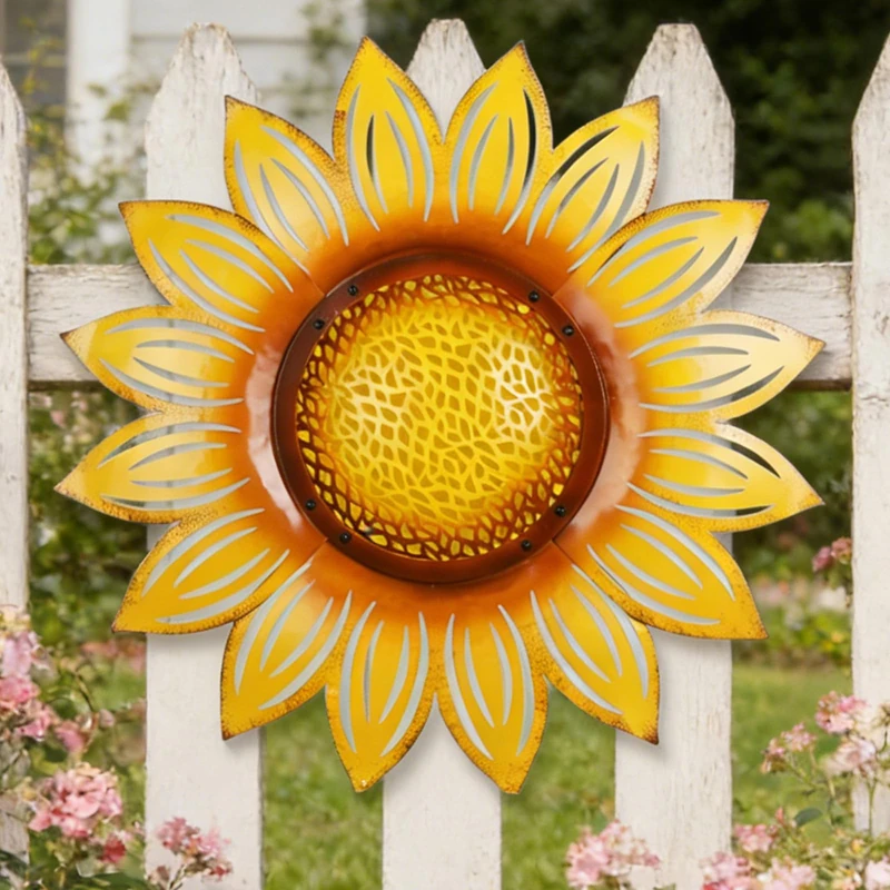 23 Inch Metal Sunflower Wall Art, Outdoor Large Sunflower Wall Decor