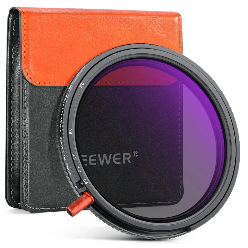 NEEWER 58 mm 3 in 1 Variable ND Filter + CPL + Black Diffusion 1/4, ND2-32 (1-5 Steps), Camera Lens Neutral Density Circular Polarizer Multilayer HD Optical Glass Effect Filter with Case