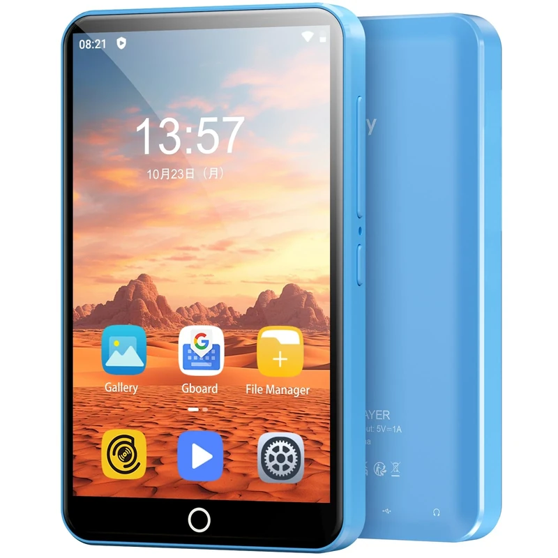 80GB MP3 Player with Bluetooth and WiFi, Mp3 & Mp4 Music Player with Spotify, Amazon Music, Deezer, Audible, 4.0" IPS Touch Screen Android Player with Speaker, FM Radio, Up to 512GB (Blue)