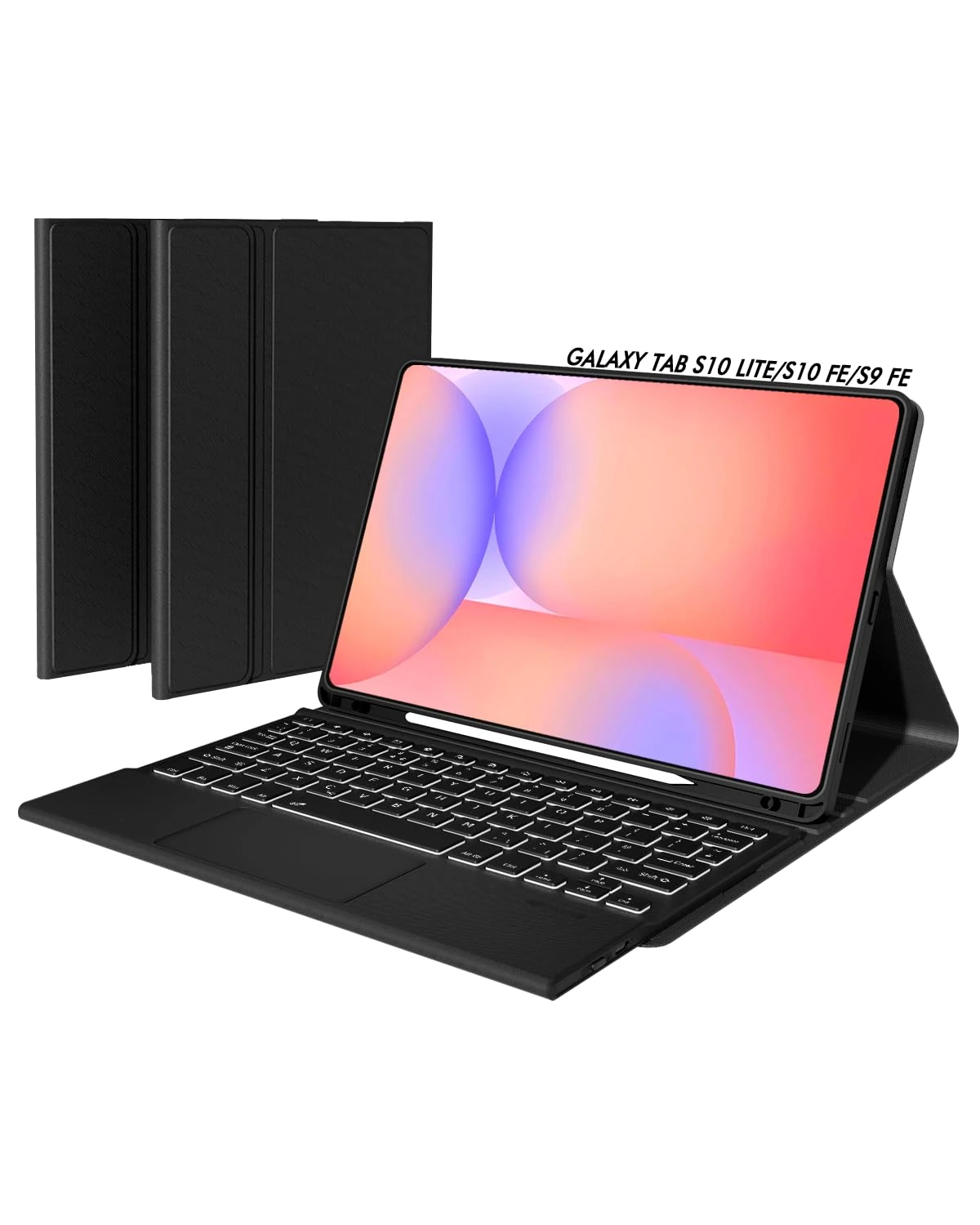 Doohoeek Keyboard Case for Samsung Galaxy Tab S10 Lite 10.9" 2025 / S10 FE / S9 FE / S9 11", Bluetooth Wireless Backlit Detachable Type Folio with Multi-Touch Trackpad, Black