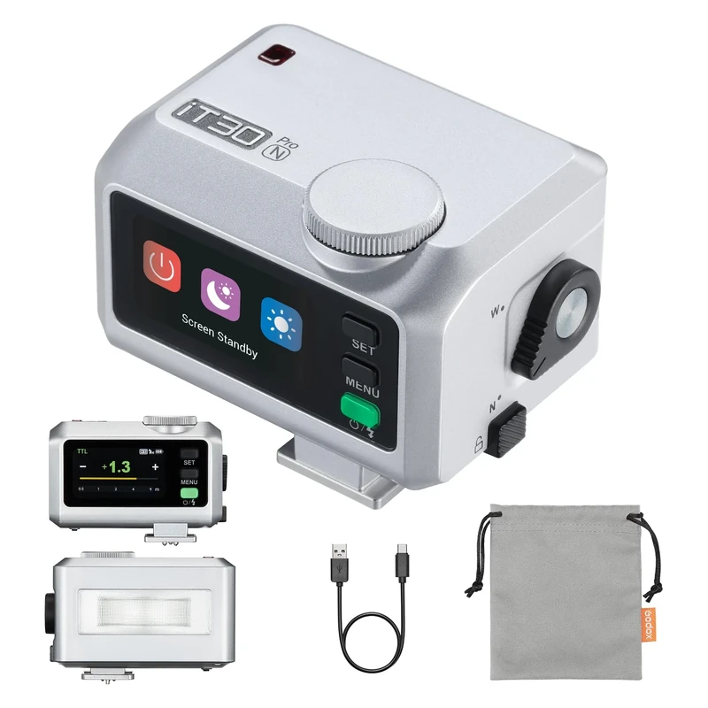 GODOX iT30Pro N TTL Camera Flash Speedlite for Nikon Cameras, iT30ProN iFlash Pocket Flash GN15 2.4 GHz HSS 1/8000s, 1.5s Recycle Time, 7.4V 900mAh Li-ion Battery, Built-in Diffuser (Silvery)