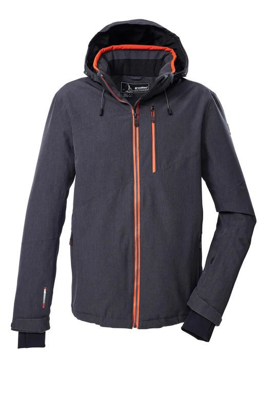 killtec KSW 101 MN Ski Jacket Men's Functional Jacket with Zip-Off Hood and Snow Guard Anthracite Melange XXL 43445-000