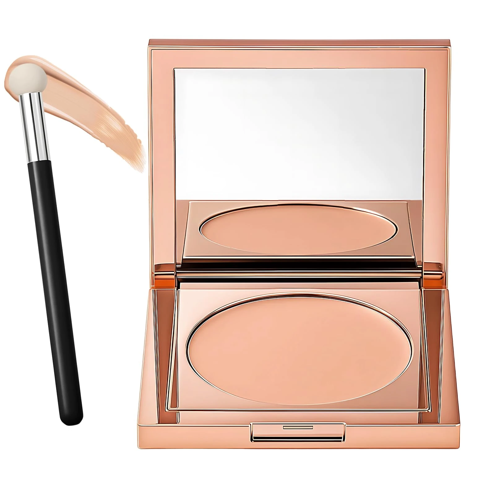 Under Eye Brightener With Sponge Applicator, Pink-Toned Under Eye Concealer For Dark Circles, Lightweight Undereye Corrector For Light Skin, Includes Blending Brush For Easy Application