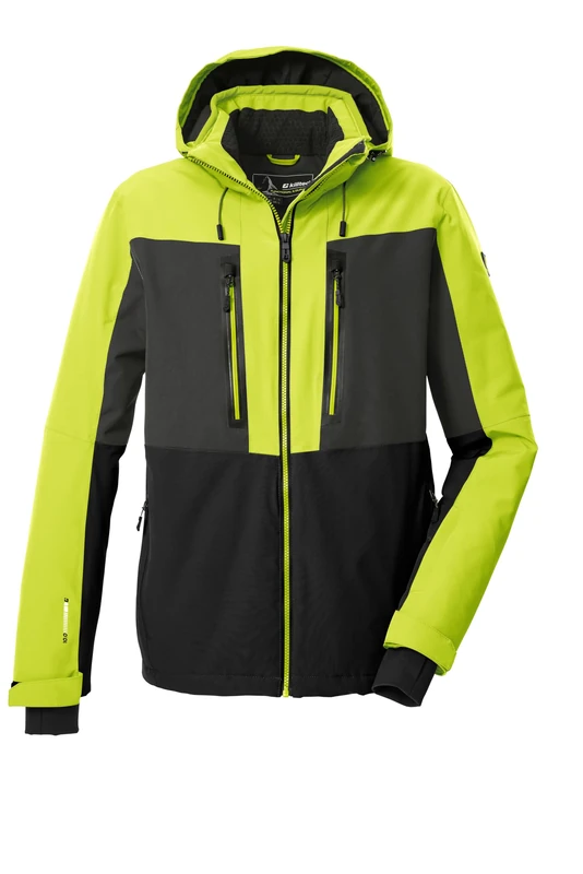 killtec KSW 48 MN Ski Jacket Men's Functional Jacket with Zip-Off Hood and Snow Guard Spring Green XL 43437-000