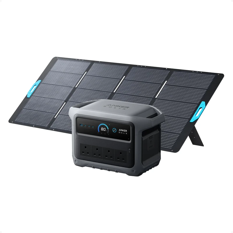 Anker SOLIX C1000 Gen 2 Portable Power Station with 400W Solar Panel, 2,000W (Peak 3,000W) Solar Generator, Full Charge in 49 Min, 1,024Wh LiFePO4 Battery for Home Backup, Power Outages, and Camping