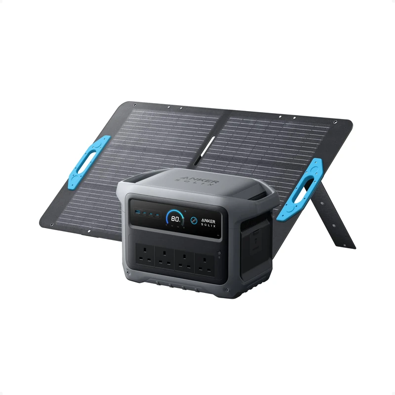 Anker SOLIX C1000 Gen 2 Portable Power Station with 100W Solar Panel, 2,000W (Peak 3,000W) Solar Generator, Full Charge in 49 Min, 1,024Wh LiFePO4 Battery for Home Backup, Power Outages, and Camping