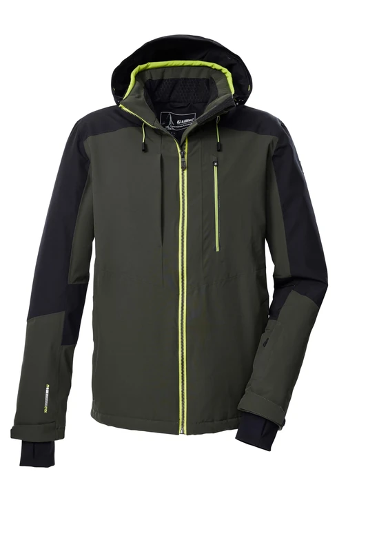 killtec KSW 45 MN 43432-000 Men's Ski Jacket with Zip-Off Hood and Snow Guard Dark Olive 5XL