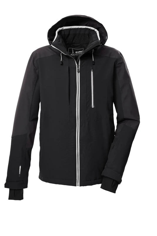 killtec KSW 45 MN Ski Jacket Men's Functional Jacket with Zip-Off Hood and Snow Guard Black L 43432-000