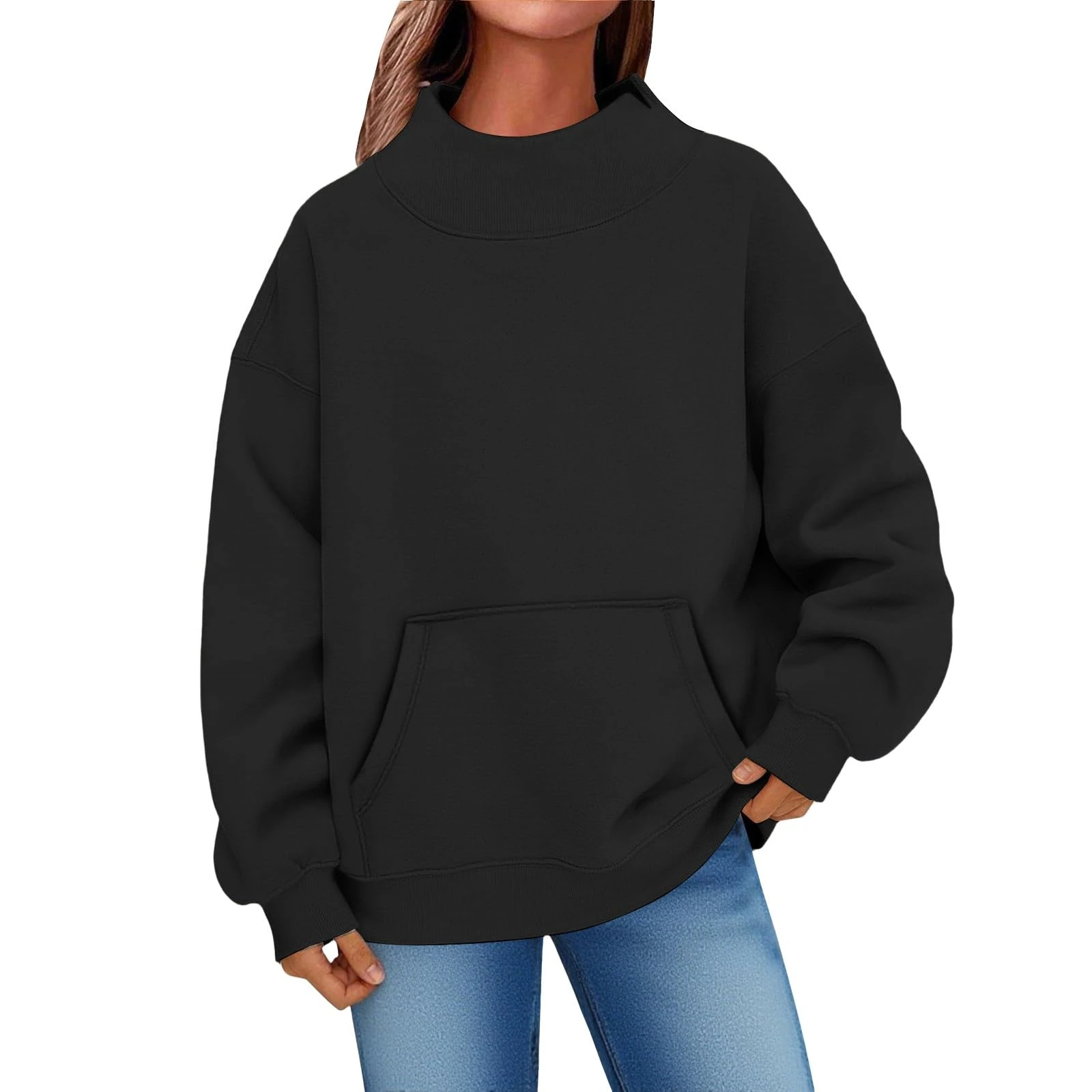 jumpers for women uk,Sweatshirts for Women UK Fall Winter Long Sleeve Crewneck Jumper Pullover Casual Comfy Trendy Fashion Tops Shirts Clothes,Black,M
