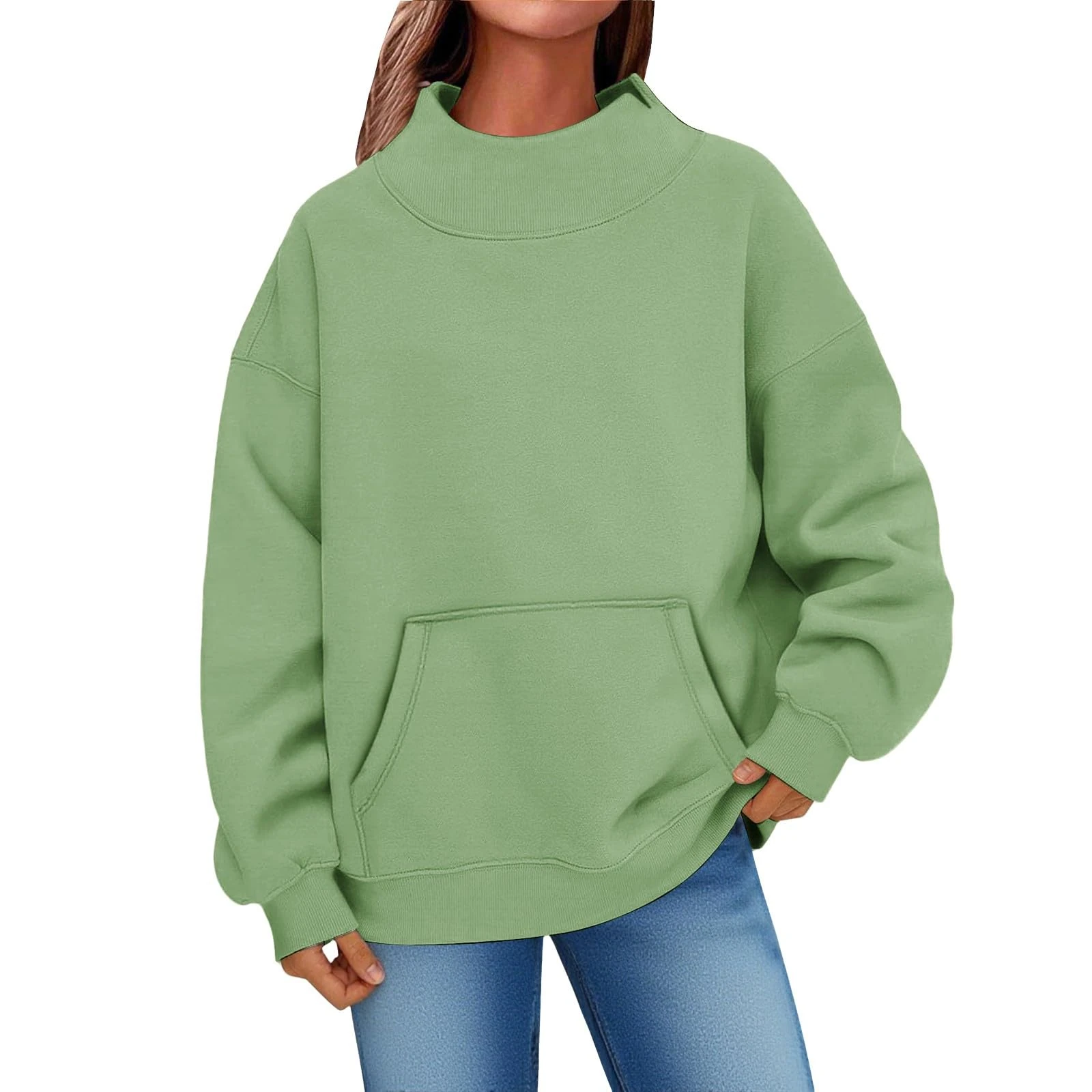 women's jumpers,Sweatshirts for Women UK Fall Winter Long Sleeve Crewneck Jumper Pullover Casual Comfy Trendy Fashion Tops Shirts Clothes,Green,M