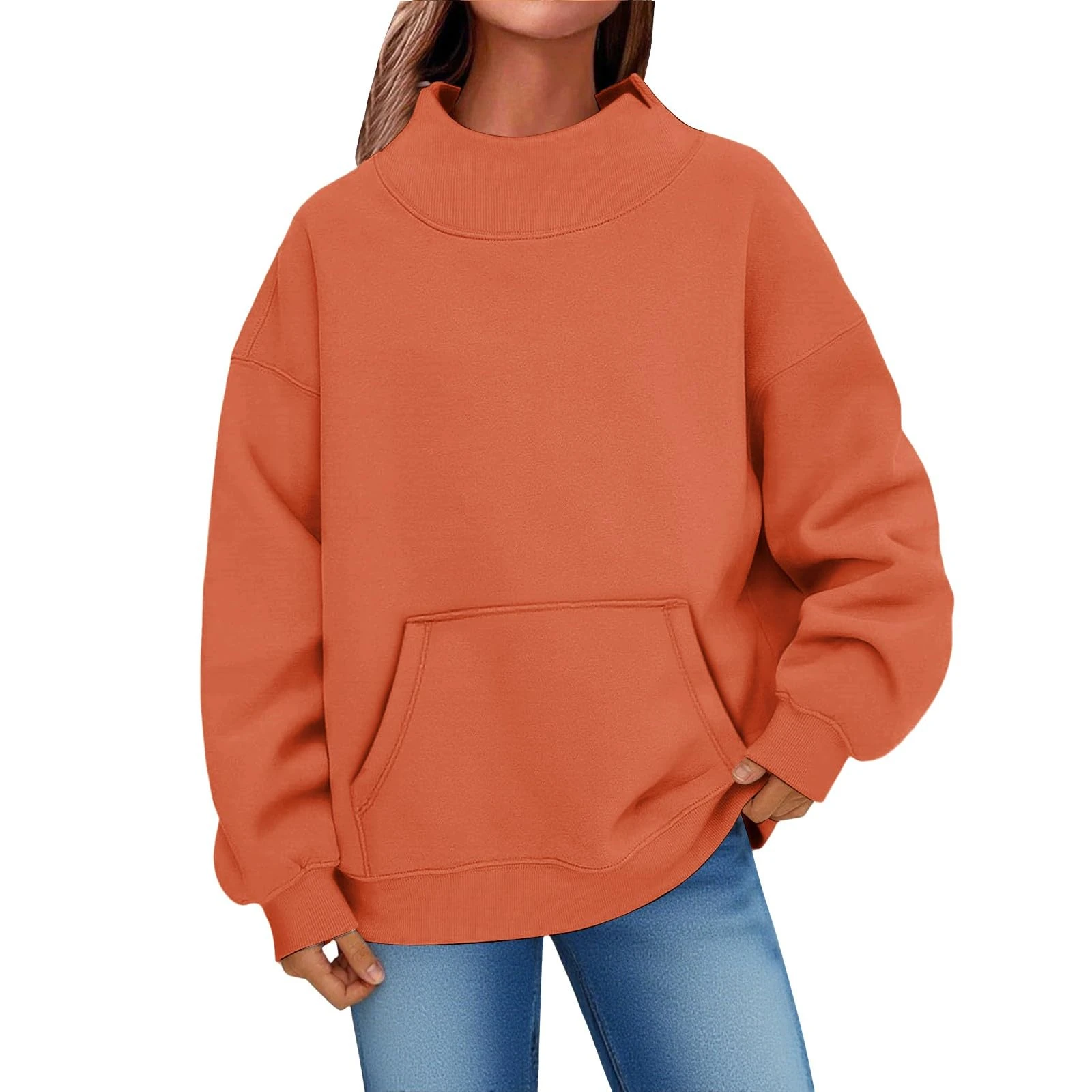 women's jumpers,Sweatshirts for Women UK Fall Winter Long Sleeve Crewneck Jumper Pullover Casual Comfy Trendy Fashion Tops Shirts Clothes,Orange,M