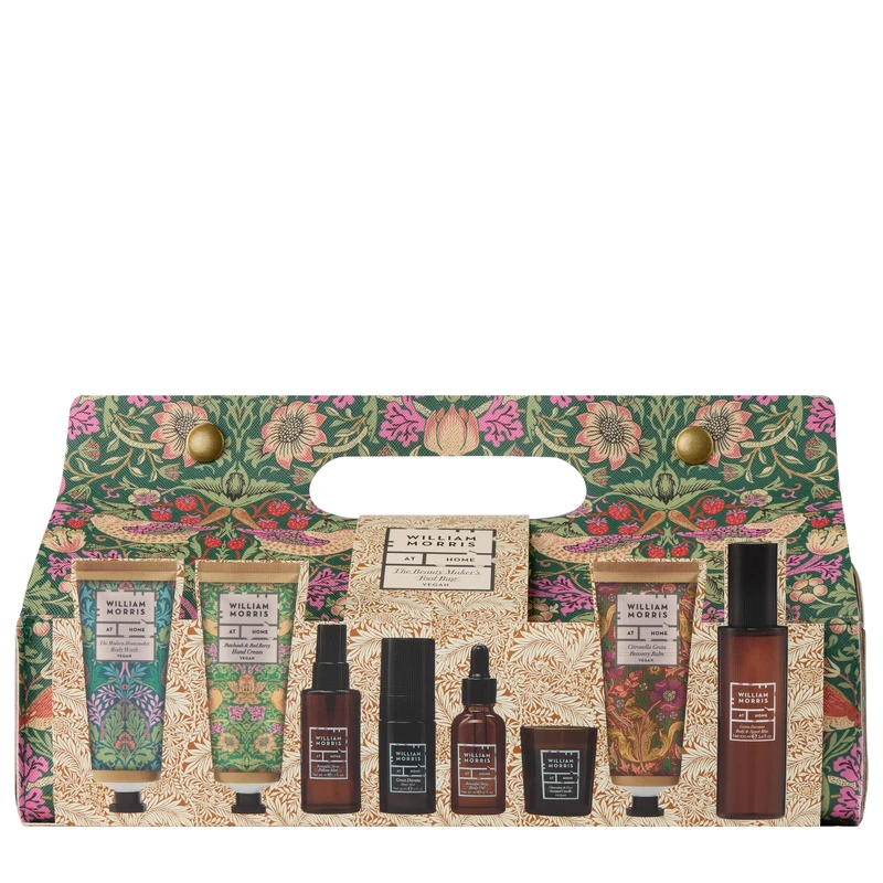 William Morris At Home Hand Cream, Recovery Balm, Body Wash and Room Mist x3 100ml, Hair and Pillow Mist 35ml, 50ml, Body Oil 30ml, Candle 30g, Travel Size, Vegan and Cruelty Free, Beauty Gift