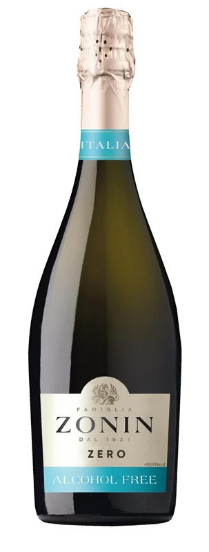 Zonin Cuvée Zero - Alcohol-Free Italian Sparkling Wine-Based Drink - Non-Alcoholic Blend of Garganega, Trebbiano & Chardonnay Grapes - 75cl / 750ml, 0.2% ABV (Pack of 6)
