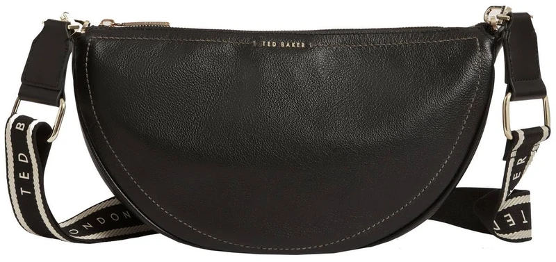 Ted Baker Women's Webbing Leather Half Moon Crossbody Bag - Black